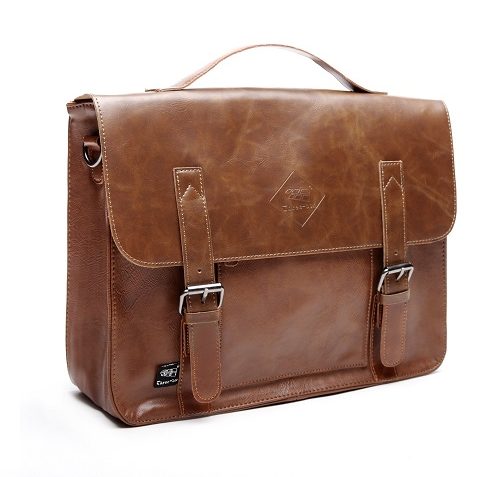 Zebella vintage leather briefcase light brown corner